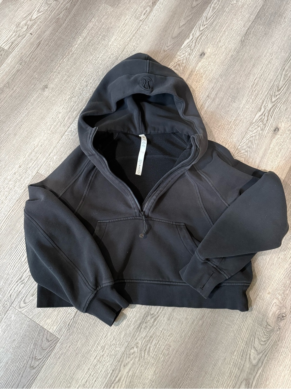 lululemon athletica Black Hooded Sweatshirt with Embroidered Logo